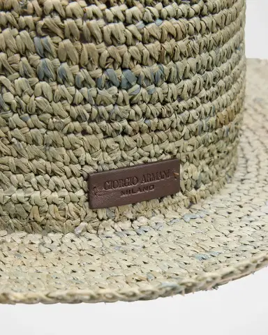 Giorgio Armani Men's Woven Textile Fedora Hat | Thumbnail 2