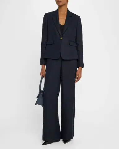 Argent Single-Button Basketweave Linen Blazer | Thumbnail 2 Argent Single-Button Basketweave Linen Blazer | Thumbnail 2