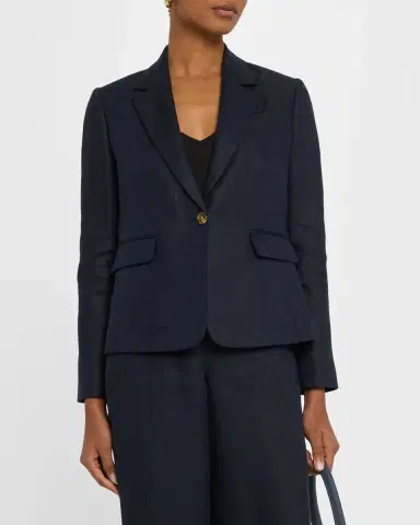 Argent Single-Button Basketweave Linen Blazer | Thumbnail 4 Argent Single-Button Basketweave Linen Blazer | Thumbnail 4