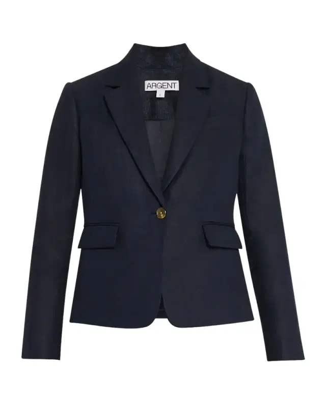 ARGENT Single-Button Basketweave Linen Blazer