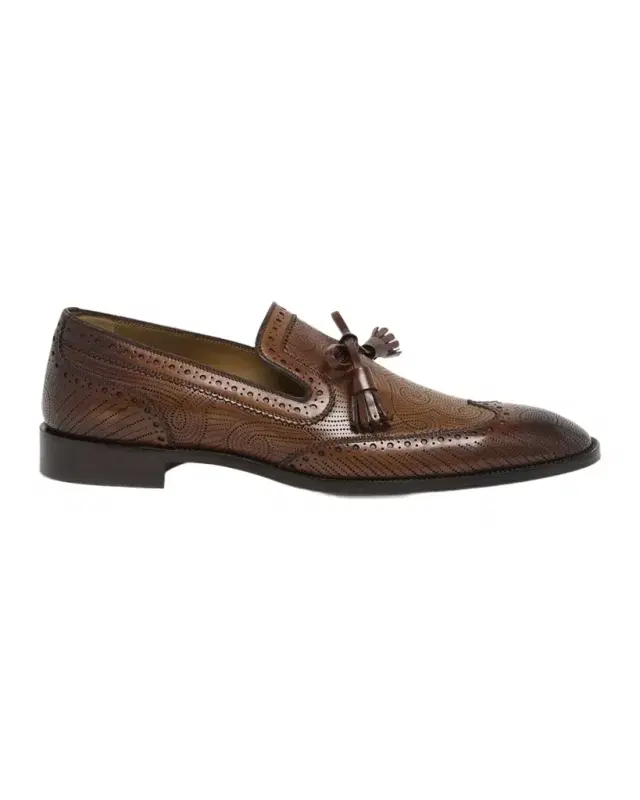 Men's Grave Patterned Leather Loafers