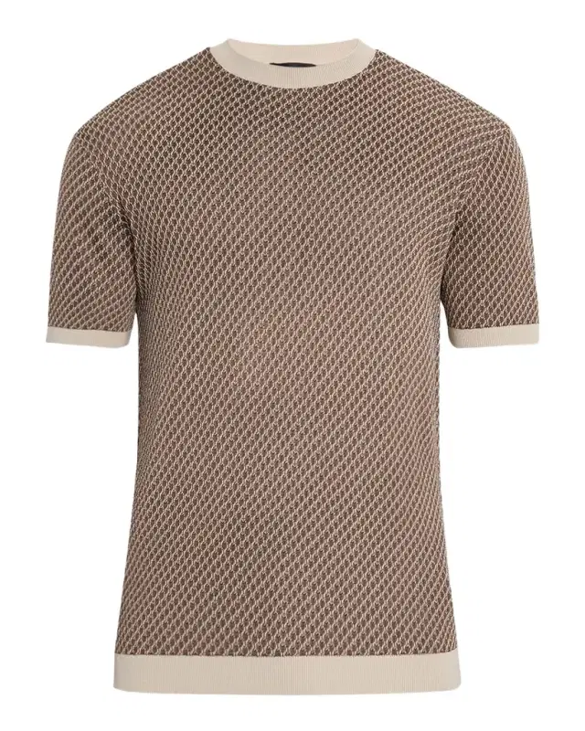 Emporio Armani Men's Micro-Jacquard Honeycomb Short-Sleeve Crewneck Sweater