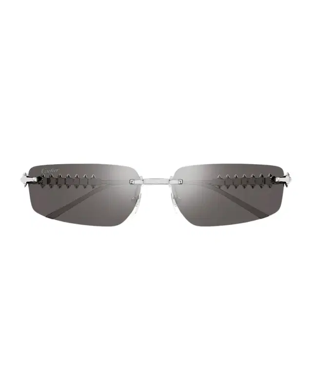 Cartier Rimless Metal Rectangle Sunglasses