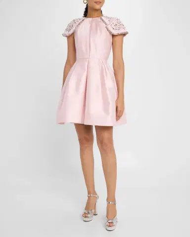 Dice Kayek Embroidered-Shoulder Fit-&-Flare Dress | Thumbnail 2