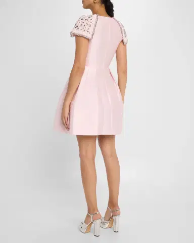 Dice Kayek Embroidered-Shoulder Fit-&-Flare Dress | Thumbnail 3