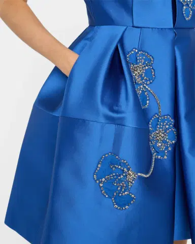 Dice Kayek Floral Embroidered Pleated Mini Dress | Thumbnail 5