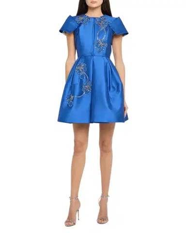 Dice Kayek Floral Embroidered Pleated Mini Dress | Thumbnail 1