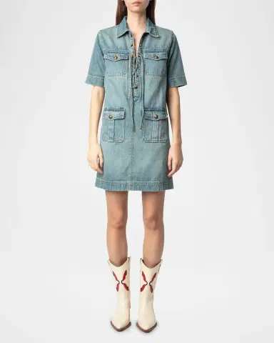 Zadig & Voltaire Record Denim Mini Dress | Thumbnail 2