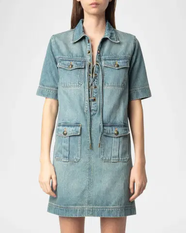 Zadig & Voltaire Record Denim Mini Dress | Thumbnail 4