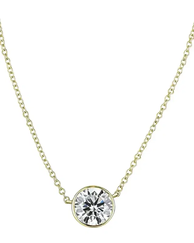 18K Gold Diamond Pendant Necklace, 18"L