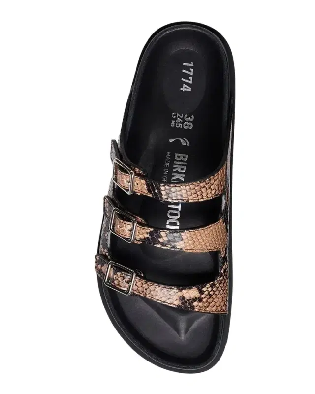 Florida Snake-Embossed Trio Slide Sandals