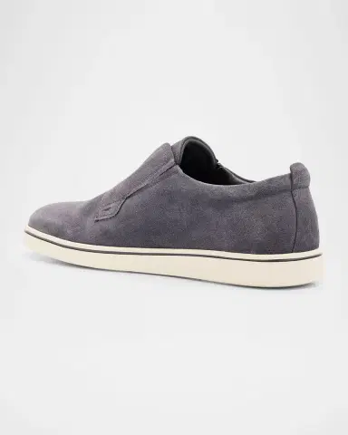 Ferragamo Men's Alfie Suede Gancini Stamp Slip-On Sneakers | Thumbnail 4