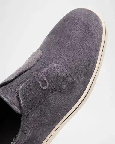 Ferragamo Men's Alfie Suede Gancini Stamp Slip-On Sneakers | Thumbnail 5