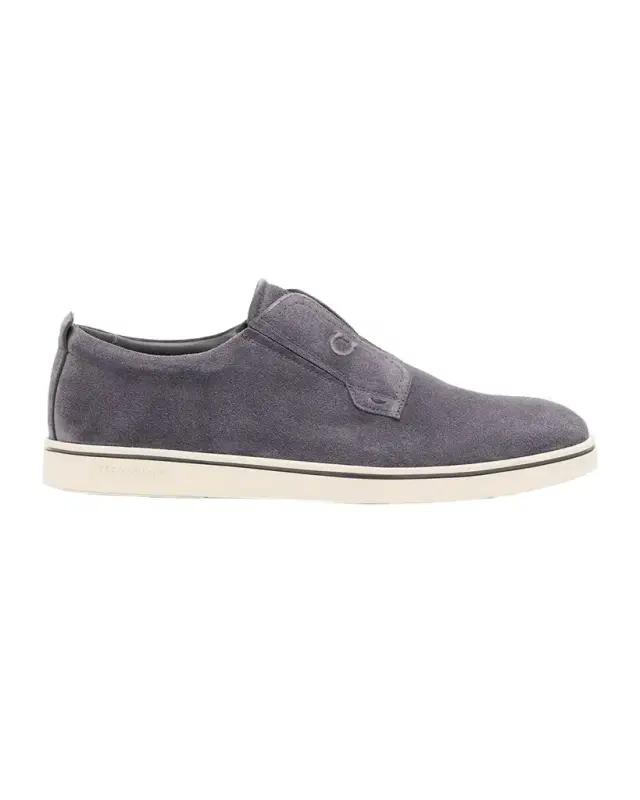Ferragamo Men 's Alfie Suede Gancini Stamp Slip-On Sneakers