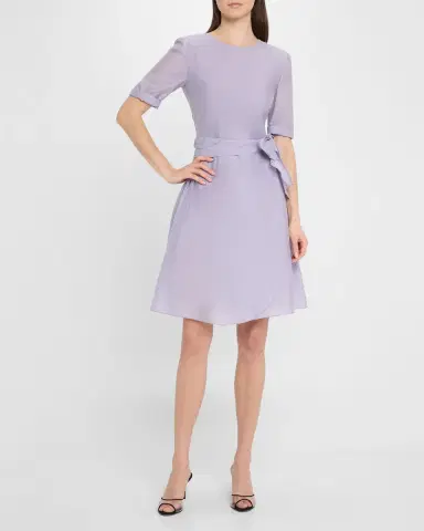 Emporio Armani Pleated A-Line Muslin Mini Dress | Thumbnail 2 Emporio Armani Pleated A-Line Muslin Mini Dress | Thumbnail 2