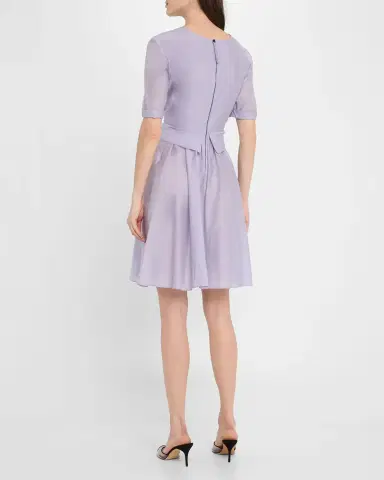 Emporio Armani Pleated A-Line Muslin Mini Dress | Thumbnail 3 Emporio Armani Pleated A-Line Muslin Mini Dress | Thumbnail 3