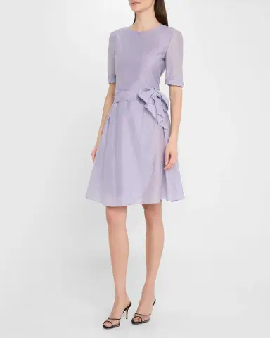 Emporio Armani Pleated A-Line Muslin Mini Dress | Thumbnail 4 Emporio Armani Pleated A-Line Muslin Mini Dress | Thumbnail 4