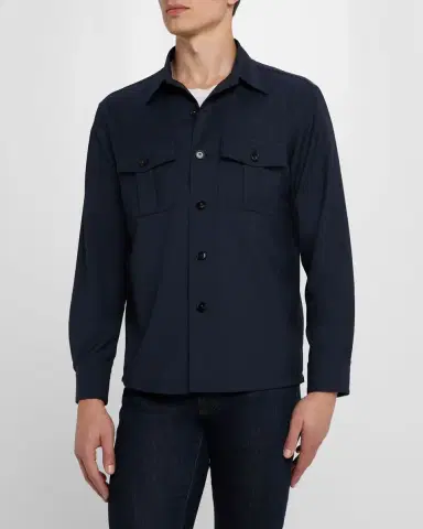 Canali Men's Wool Overshirt | Thumbnail 4