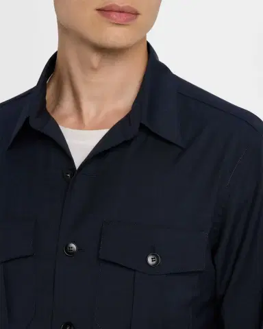 Canali Men's Wool Overshirt | Thumbnail 5