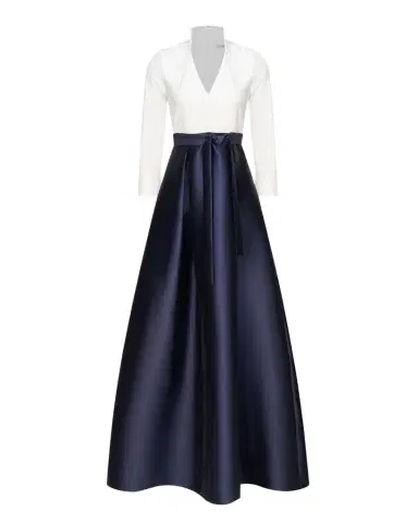 Kay Unger New York Phoebe 3/4-Sleeve Collared Poplin A-Line Gown | Thumbnail 1 Kay Unger New York Phoebe 3/4-Sleeve Collared Poplin A-Line Gown | Thumbnail 1
