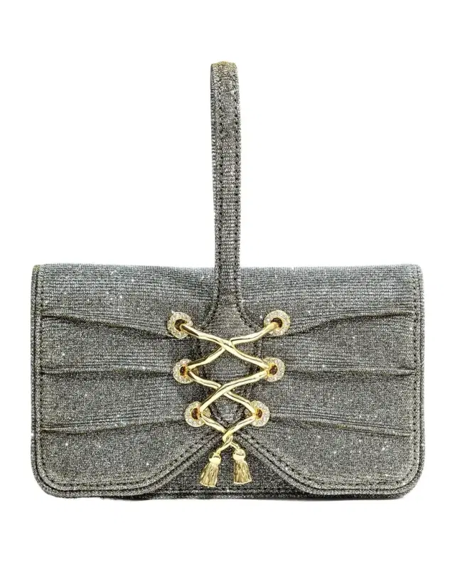 Alexis Bittar Lace-Up Glitter Wristlet