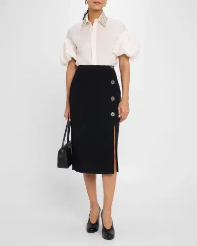 Dice Kayek Embroidered Collar Puff-Sleeve Blouse | Thumbnail 2
