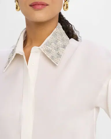 Dice Kayek Embroidered Collar Puff-Sleeve Blouse | Thumbnail 5