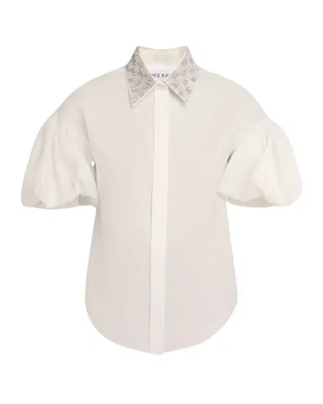 Dice Kayek Embroidered Collar Puff-Sleeve Blouse