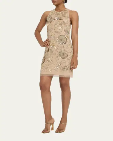Aidan Mattox Floral Bead & Sequin Halter Mini Dress | Thumbnail 2 Aidan Mattox Floral Bead & Sequin Halter Mini Dress | Thumbnail 2