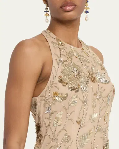 Aidan Mattox Floral Bead & Sequin Halter Mini Dress | Thumbnail 5 Aidan Mattox Floral Bead & Sequin Halter Mini Dress | Thumbnail 5