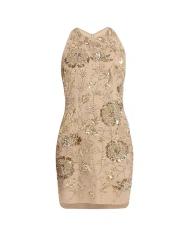 Aidan Mattox Floral Bead & Sequin Halter Mini Dress | Thumbnail 1 Aidan Mattox Floral Bead & Sequin Halter Mini Dress | Thumbnail 1