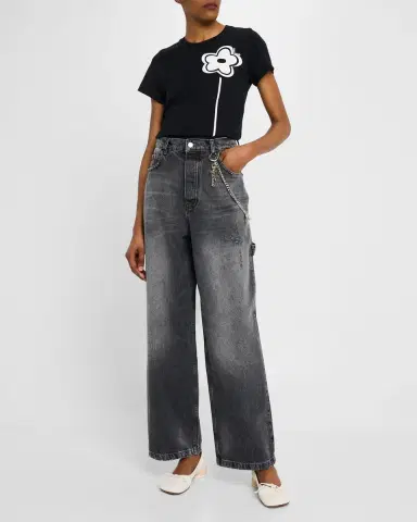 Marc Jacobs Charm Chain Oversized Wide-Leg Jeans | Thumbnail 2 Marc Jacobs Charm Chain Oversized Wide-Leg Jeans | Thumbnail 2