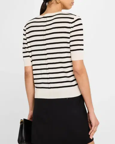 Argent Striped Wool-Silk Knit Top | Thumbnail 3 Argent Striped Wool-Silk Knit Top | Thumbnail 3