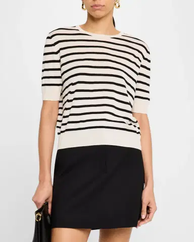 Argent Striped Wool-Silk Knit Top | Thumbnail 4 Argent Striped Wool-Silk Knit Top | Thumbnail 4