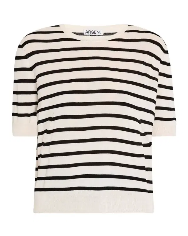 ARGENT Striped Wool-Silk Knit Top
