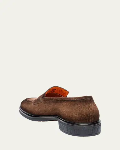Santoni Men's Easy Suede Penny Loafers | Thumbnail 3