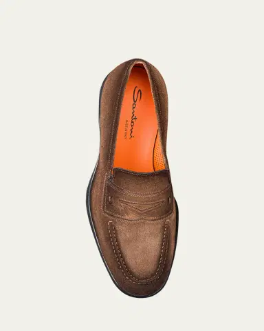 Santoni Men's Easy Suede Penny Loafers | Thumbnail 4