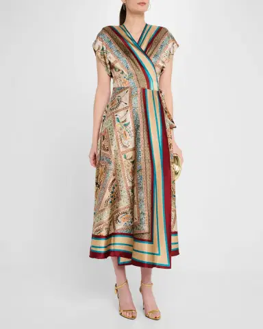 Pierre-Louis Mascia Floral-Print Silk Midi Wrap Dress | Thumbnail 2 Pierre-Louis Mascia Floral-Print Silk Midi Wrap Dress | Thumbnail 2