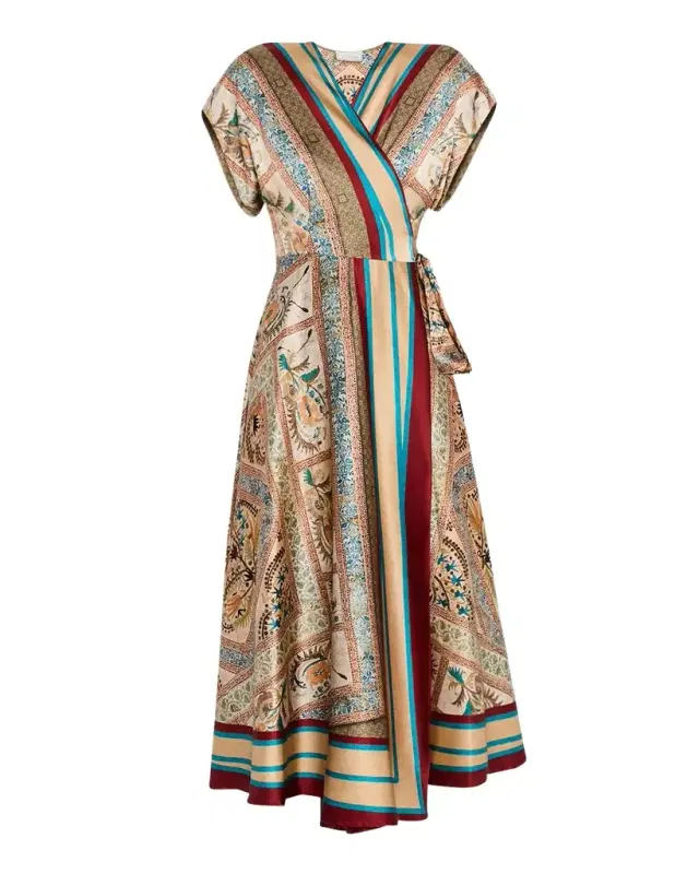 Pierre-Louis Mascia Floral-Print Silk Midi Wrap Dress