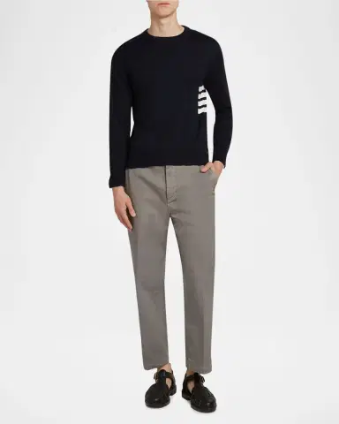 Thom Browne Men's Cotton 4-Bar Side Stripe Crewneck Sweater | Thumbnail 2