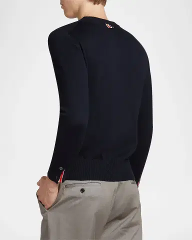 Thom Browne Men's Cotton 4-Bar Side Stripe Crewneck Sweater | Thumbnail 3