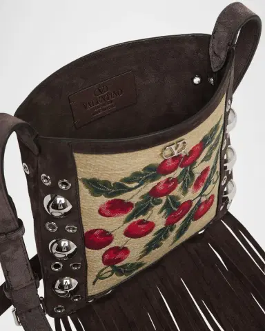 Valentino Garavani Nellcote Small Fringe Jacquard Cherries Suede Crossbody Bag | Thumbnail 4 Valentino Garavani Nellcote Small Fringe Jacquard Cherries Suede Crossbody Bag | Thumbnail 4
