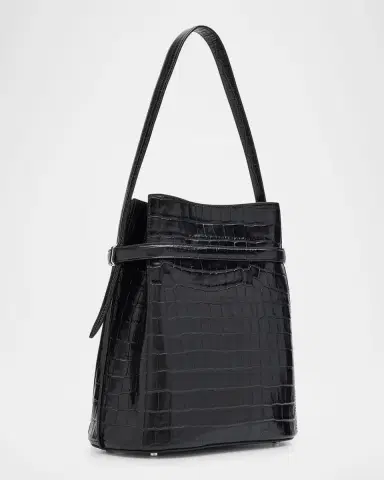 TOTEME Belted Croc-Embossed Leather Bucket Bag | Thumbnail 2