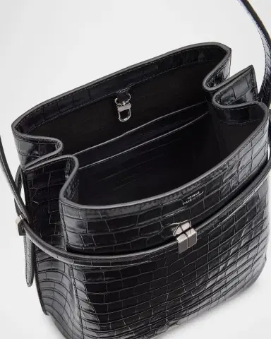 TOTEME Belted Croc-Embossed Leather Bucket Bag | Thumbnail 3
