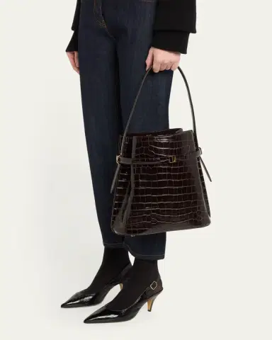 TOTEME Belted Croc-Embossed Leather Bucket Bag | Thumbnail 7