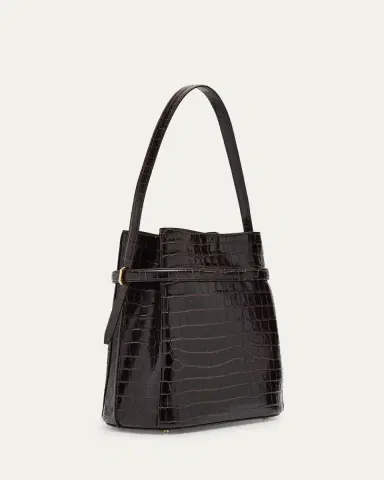 TOTEME Belted Croc-Embossed Leather Bucket Bag | Thumbnail 8