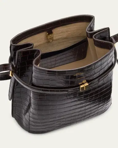 TOTEME Belted Croc-Embossed Leather Bucket Bag | Thumbnail 9