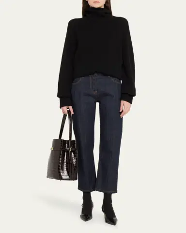 TOTEME Belted Croc-Embossed Leather Bucket Bag | Thumbnail 10