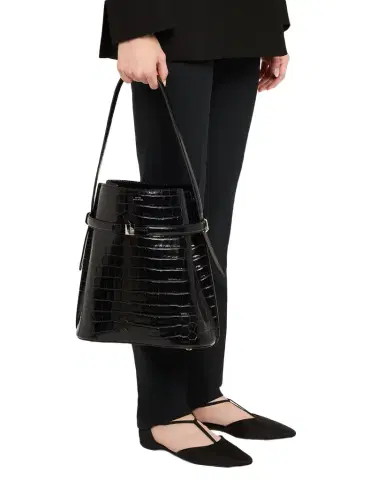 TOTEME Belted Croc-Embossed Leather Bucket Bag | Thumbnail 1
