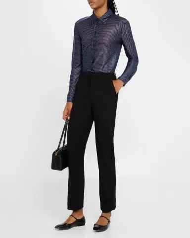 Emporio Armani Button-Down Striped Viscose Shirt | Thumbnail 2